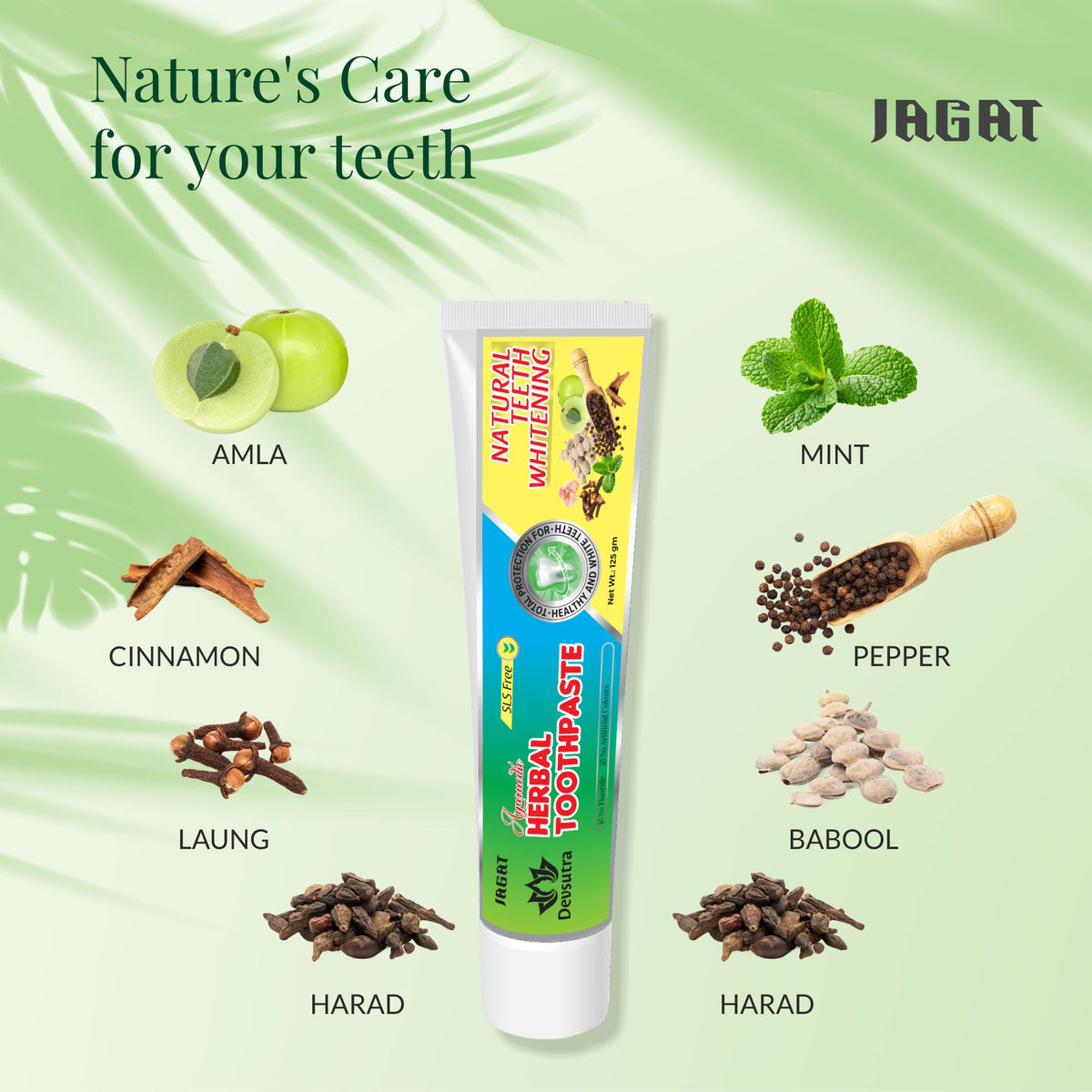 Fresh Mint Herbal Toothpaste by Jagat Devsutra, product image 3