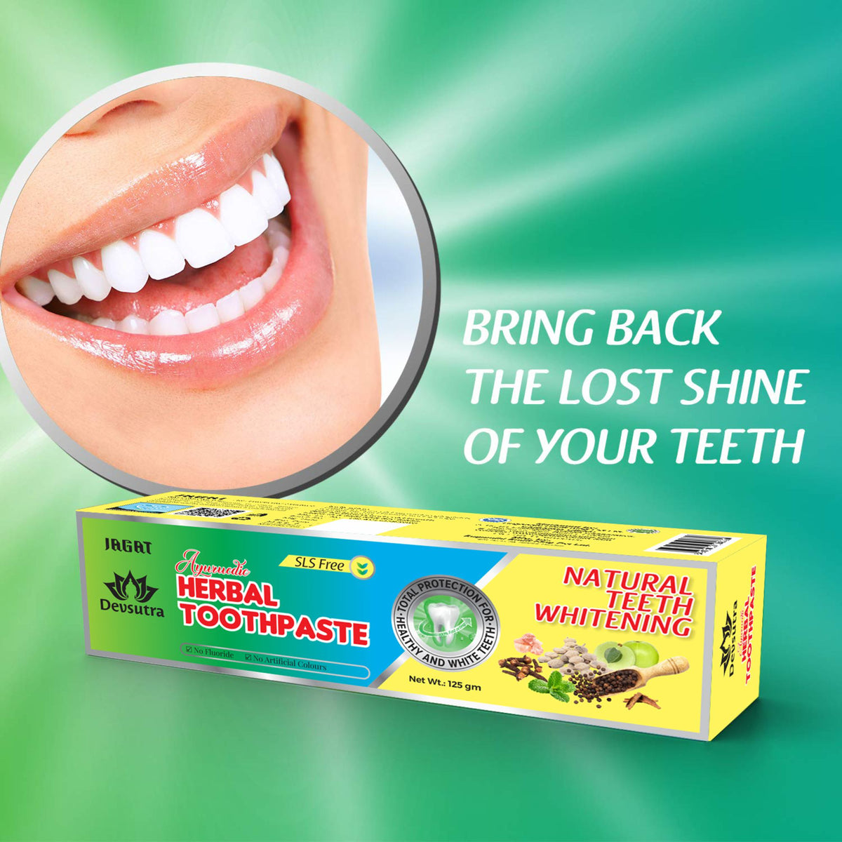 Fresh Mint Herbal Toothpaste by Jagat Devsutra, product image 4